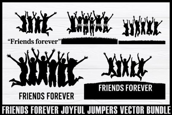 Download Friends Forever Jumping Silhouettes Set - Premium Resources