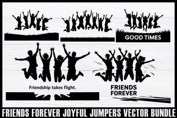 Download Friends Forever Jumping Silhouettes Set - Premium Bundle