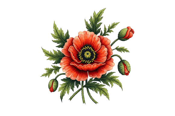 Download Vibrant Red Poppy Flower with Buds - Red poppy Collection