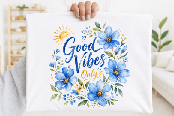 Download Blue Floral Good Vibes Only PNG - Blue floral Collection