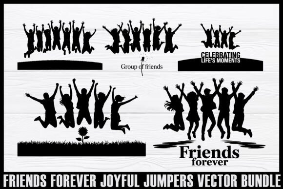 Download Friends Forever Jumping Silhouettes Set - Premium Resources