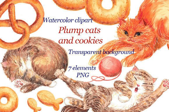 Download Plump Cats Hand Painted Clipart, PNG - Hand painted clipart Collection