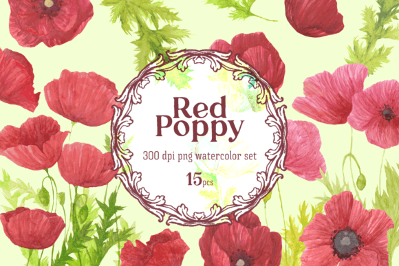 Download Red Poppy Watercolor Floral Clipart - Red poppy Collection