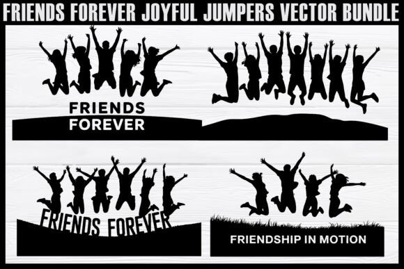Download Friends Forever Jumping Silhouettes Set - Premium Bundle