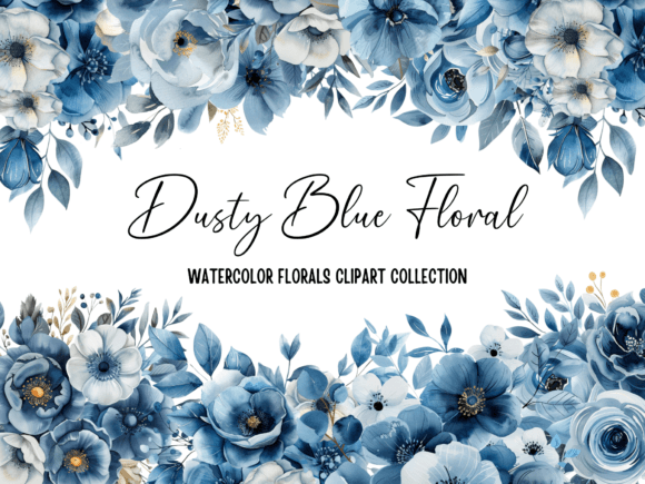 Download Dusty Blue Floral Clipart Collection - Blue floral Collection